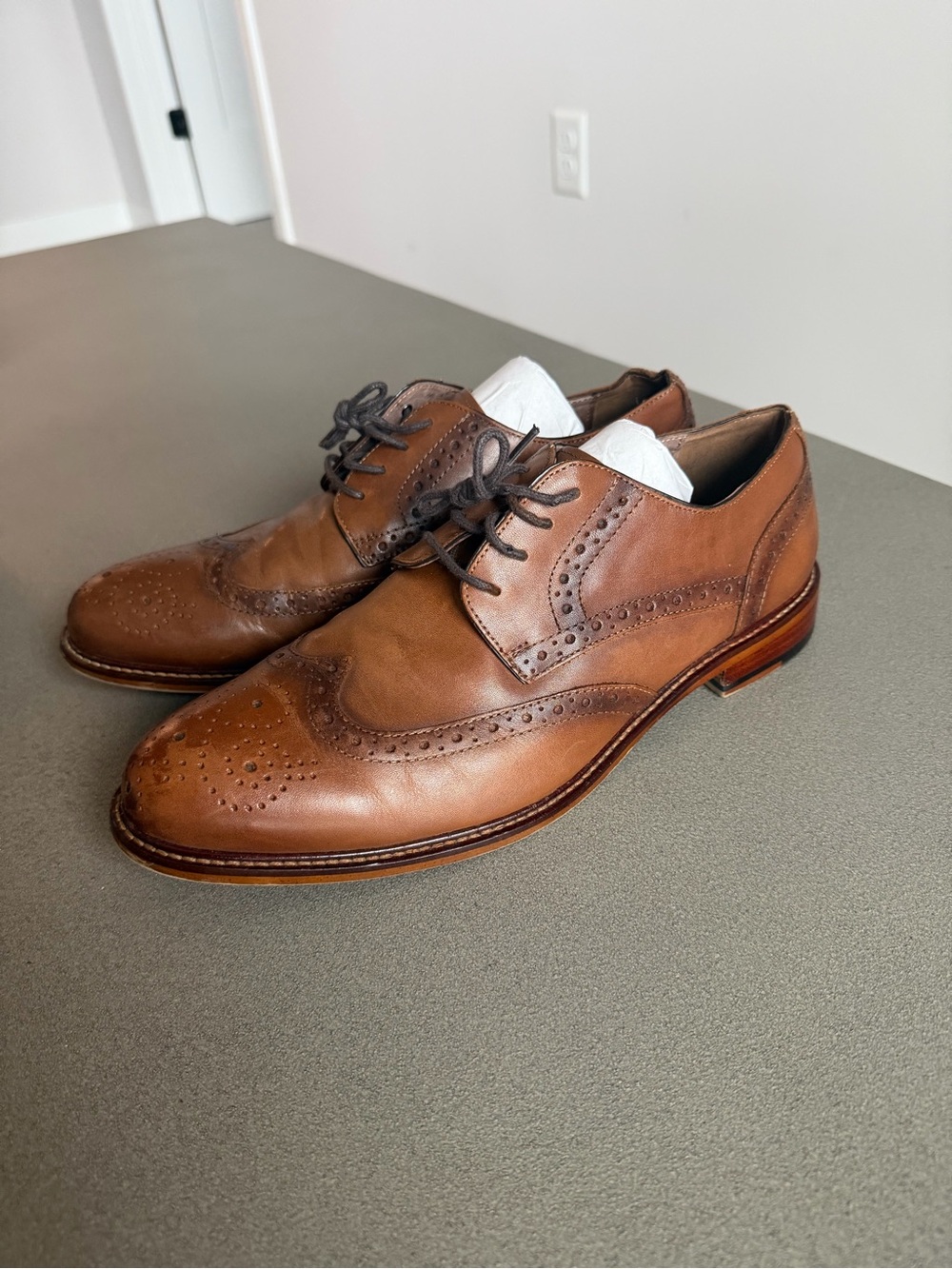 Joseph Abboud Classic Men's Brown Leather Wingtip Oxfords